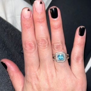 Brand New David Yurman Ring. Blue Topaz with Diamonds